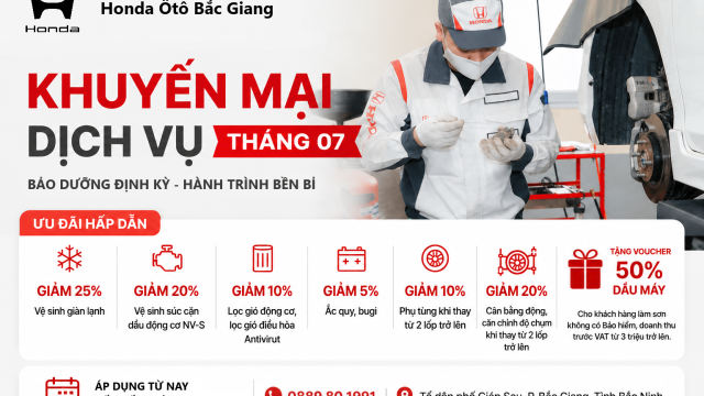 SIÊU ƯU ĐÃI DỊCH VỤ THÁNG 7 | Honda Ôtô Bắc Giang