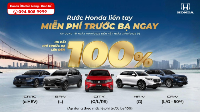 Rước Honda Liền Tay - Miễn Phí Trước Bạ Ngay | Khuyến mại tháng 10 | Honda Ôtô Bắc Giang