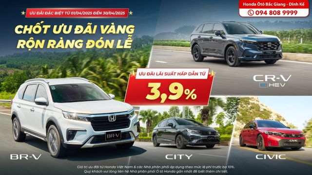 Chương trình khuyến mại tháng 4 năm 2025 | Honda Ôtô Bắc Giang